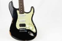 Fender Custom Shop Custom Deluxe HB S-1 Strat Relic with Closet Classic Hardware, 3A, Black