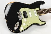 Fender Custom Shop Custom Deluxe HB S-1 Strat Relic with Closet Classic Hardware, 3A, Black