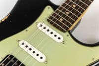 Fender Custom Shop Custom Deluxe HB S-1 Strat Relic with Closet Classic Hardware, 3A, Black