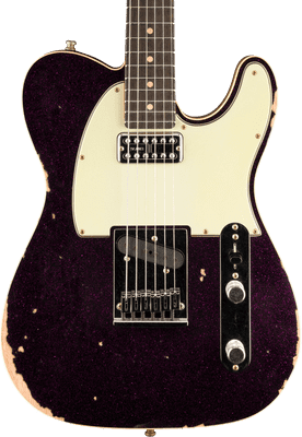 Fender Custom Shop Dual Stack HS Tele Relic, 3A Rosewood, Magenta Sparkle Top with Natural
