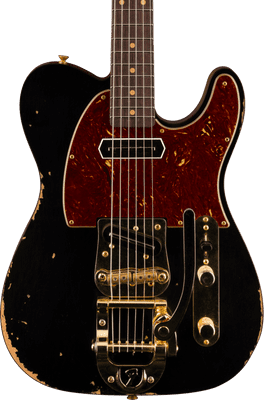 Fender Custom Shop Limited Edition Bow Tie Telecaster, Custom Relic, with Gold Hardware, Black with