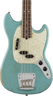 Fender JMJ Road Worn Mustang Bass, Faded Daphne Blue