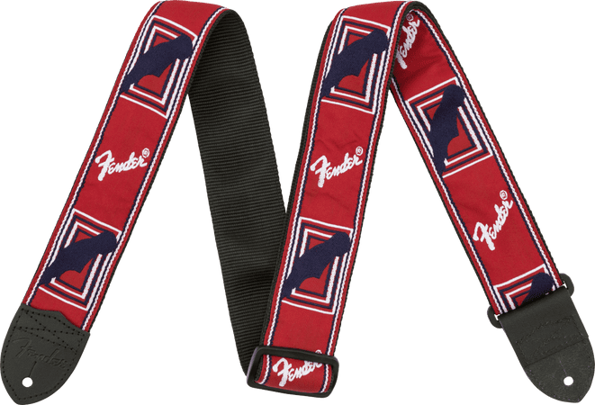 Fender Monogrammed Strap, Red/White/Blue, 2