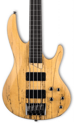 LTD B-204SM FRETLESS NATURAL SATIN  Spalted Maple