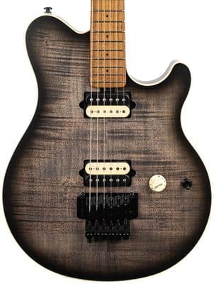 Music Man Axis Charcoal Cloud Flame Guitar Satin, Roasted Neck