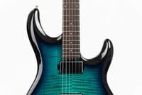 Music Man Luke 4 Maple Top, Blue Dream, Roasted Figured Neck