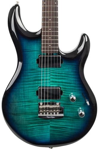 Music Man Luke 4 Maple Top, Blue Dream, Roasted Figured Neck