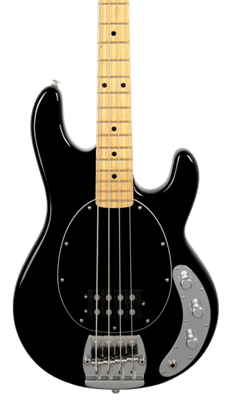 Music Man Retro '70s StingRay Bass - Black - Maple - Black PG - Chrome