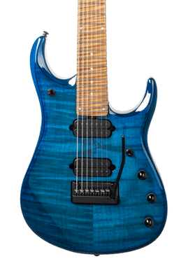 Musicman JP15 7 String - Ultramarine Flame - Figured Roasted Maple/Maple - No Pickguard