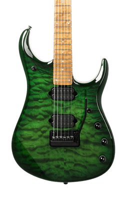 Musicman JP15 - Green Tiger Eye Quilt - Figured Roasted Maple/Maple - No Pickguard