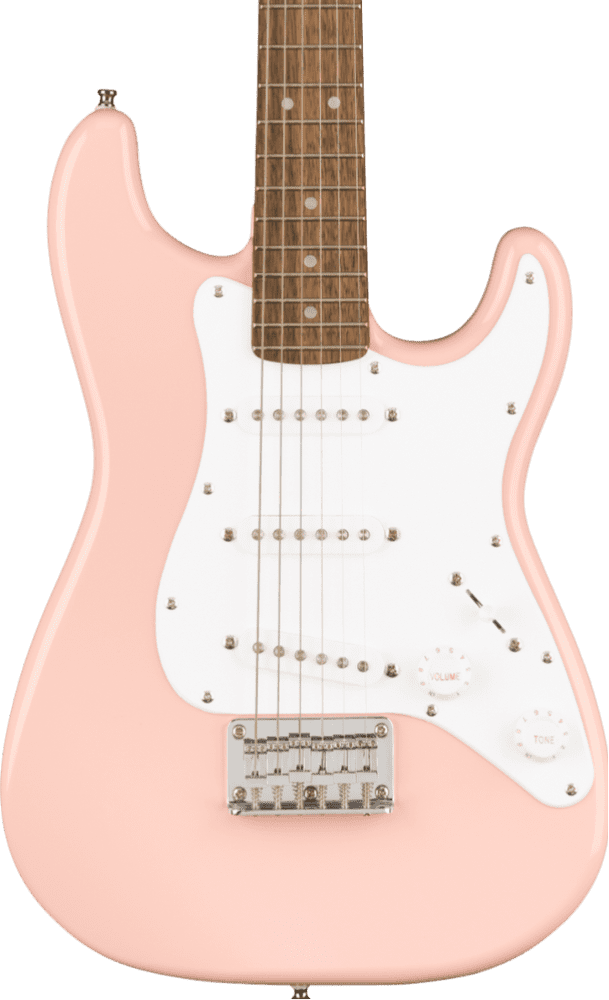 Squier Mini Stratocaster Laurel Fingerboard White Pickguard Shell Pink