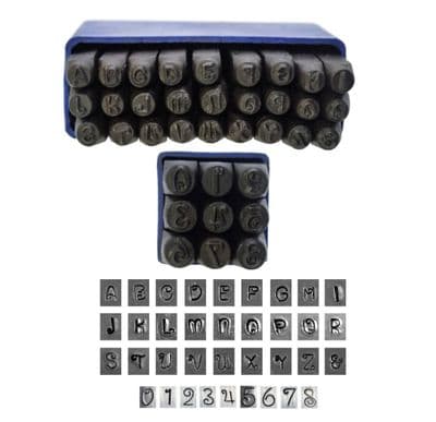 Metalwork Penguin Font Letter and Number Stamp Set, UPPERCASE, 36 Piece, 3mm, Letter A-Z & Number Set. J1384