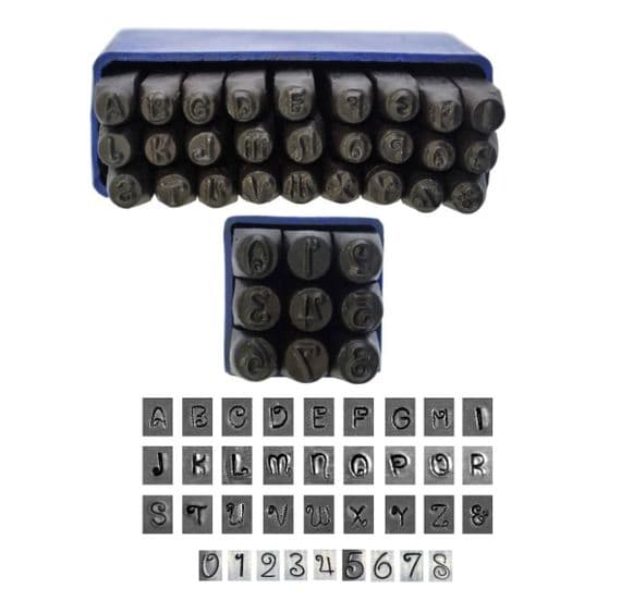 Metalwork Penguin Font Letter and Number Stamp Set, UPPERCASE, 36 Piece, 3mm, Letter A-Z & Number Set. J1384