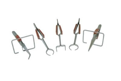 5 x Insulated Self Locking/Closing Soldering Tweezers U Oval Round Ben Straight Nose w Stand S7635