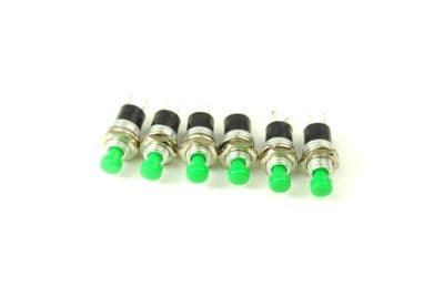 6 x GREEN Mini Latch Switches Momentary ( non locking ).