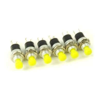 6 x YELLOW Mini Latch Switches Momentary non locking