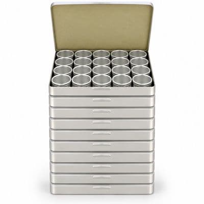 Aluminium 20 Clear Storage Boxes in Tray, Pack of 10. S7780