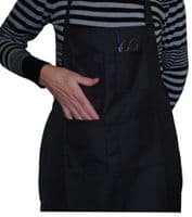 Apron, Light Weight, Black, with 4 Pockets. J1136