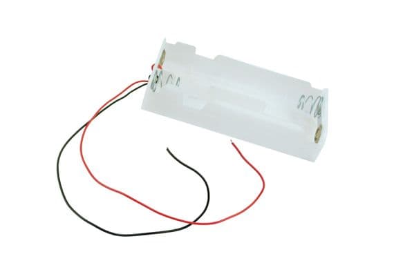 Battery Holders, Pack of 5 Open Holders, Holds 4 C Type Batteries, White, 240mm Flying Leads. E3301
