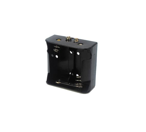 Battery Holders, Pack of 5 Open Holders with Snap Connector, Holds 2 D Type Batteries. E3313