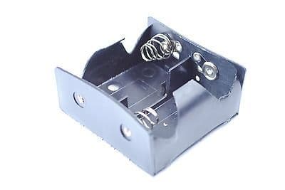 Battery Holders, Pack of 5 Open Holders with Snap Connectors, Holds 2 D Type Batteries. E3300