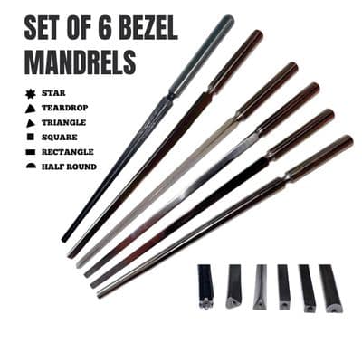 Bezel Mandrels, Set of 6 : Square, Rectangular, Half-Round, Triangular, Teardrop, Star. J1028