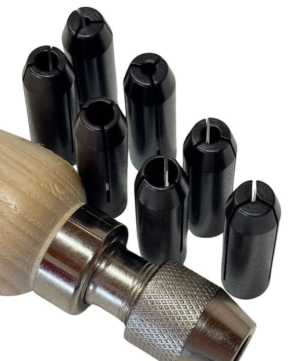 Bezel Setting Tube Holder/Pin Vice Vise Set With Wood Handle and 7 Collets, 1/32