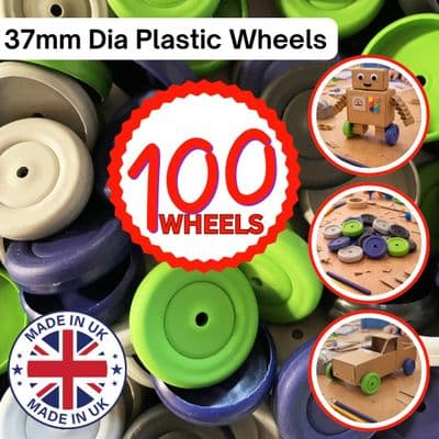 Bore Wheels, Bag of 100, 37mm dia with a 4mm Bore Hole, Schools, Crafts, Projects. S7084B