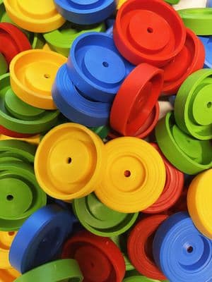 Bore Wheels, Bag of 100, 42mm dia with a 4mm Bore Hole, Schools, Crafts, Projects. S7085B