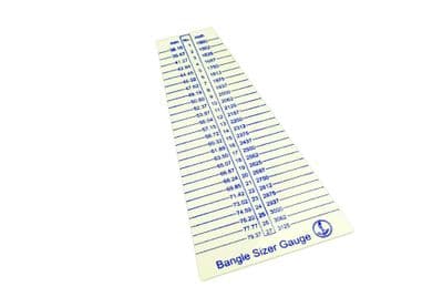 Bracelet Bangle Sizer Gauge, Flat Plastic, Inches, MM, Number 1-27. J1405