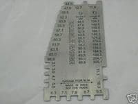 Bracelet Bangle Sizer Gauge, Flat. Inches, Metric AANI. METAL. J1045