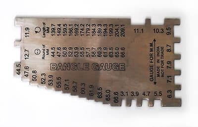 Bracelet Bangle Sizer Gauge, Flat. Inches, Metric AANI. METAL. J1045