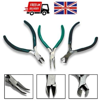 Budget Set of 3 Jewellery Making Pliers, Bent Nose, Side Cutter, Top Cutter. J1317