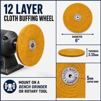 Buffing Wheel, 150mm x 3.35mm 12 Layer Cloth. X1237