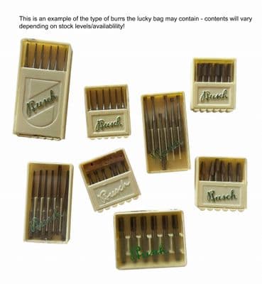 BURRS, OLD STOCK/CLEARANCE ITEMS BUSCH BURRS LUCKY BAG, MIXED, 8 PACKS. B0002