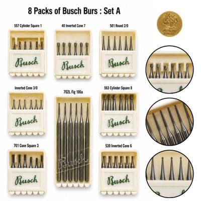 BURRS, OLD STOCK/CLEARANCE ITEMS BUSCH BURS LUCKY BAG, MIXED, 8 PACKS. B0002
