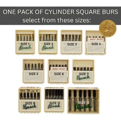 BURRS, OLD STOCK/CLEARANCE ONE PACK OF BUSCH INVERTED CONE BURS, VARIOUS SIZES. B0005