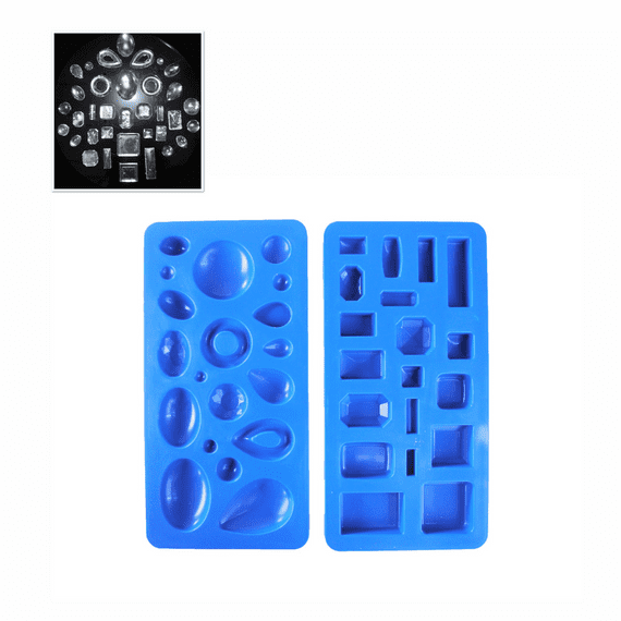 Cabochon Mould Trays, Set x 2 Round/Oval/Rectangle/Octagon.  Faceted Pendant Resin Casting. J2215