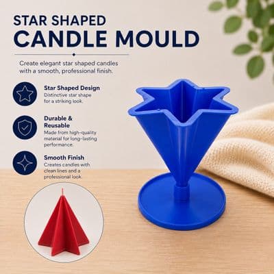 Candle Mould 6 Pointed Tapered Star Shape with Base, 4.3