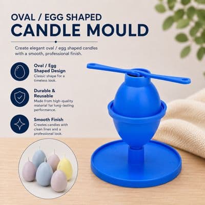 Candle Mould Egg/Oval Shaped with Base/Stand, UK Made. S7643