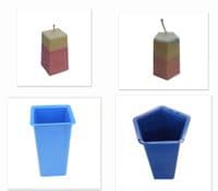 Candle Mould Set x 2, 1 x Rectangular Tapered Square Top & 1 x Pentagon Pillar Shape, UK Made. S7609