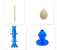 Candle Mould Set x 2, 1 x Tall Tapered Shape & 1 x Egg/Oval Shape. S7694