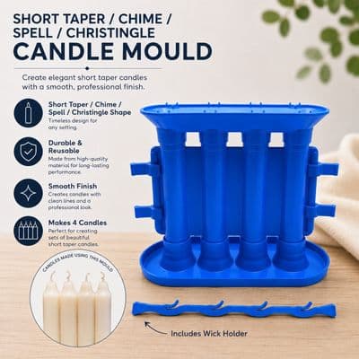 Candle Mould, Short Tapered/Small Dinner/Christingle/Advent/Chime, Makes 4, 4