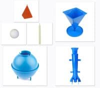 Candle Moulds, Set x 3, 1 x Long Tapered, 1 x Round/Sphere & 1 x Pyramid. S7564