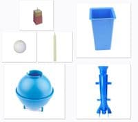 Candle Moulds, Set x 3, 1 x Long Tapered, 1 x Round/Sphere & 1 x Square Top Tapered, UK Made. S7514