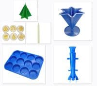 Candle Moulds, Set x 3, 1 x Tall Tapered, 1 x Star/Christmas Tree &  Christmas Wax Melt Tray. S7712