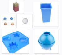 Candle Moulds, Set x 3, Tray, 1 x Round/Sphere & 1 x Square Top Rectangular Tapered, UK Made. S7509