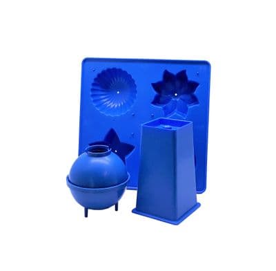 Candle Moulds, Set x 3, Tray, 1 x Round/Sphere & 1 x Square Top Rectangular Tapered, UK Made. S7509