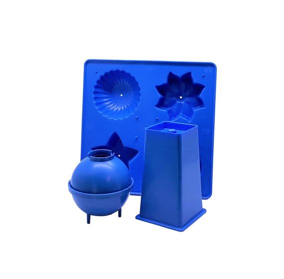 Candle Moulds, Set x 3, Tray, 1 x Round/Sphere & 1 x Square Top Rectangular Tapered, UK Made. S7509