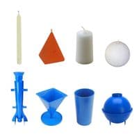 Candle Moulds, Set x 4, 1 x Pyramid, 1 x Pillar, 1 x Long Tapered Rocket, 1 x Round/Sphere, UK Made.